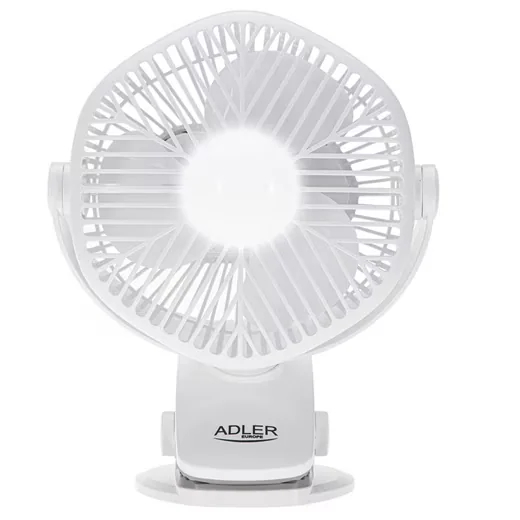ADLER EUROPE AD 7335 Akku Ventilator Clip LED 3 Stufen 360 Grad