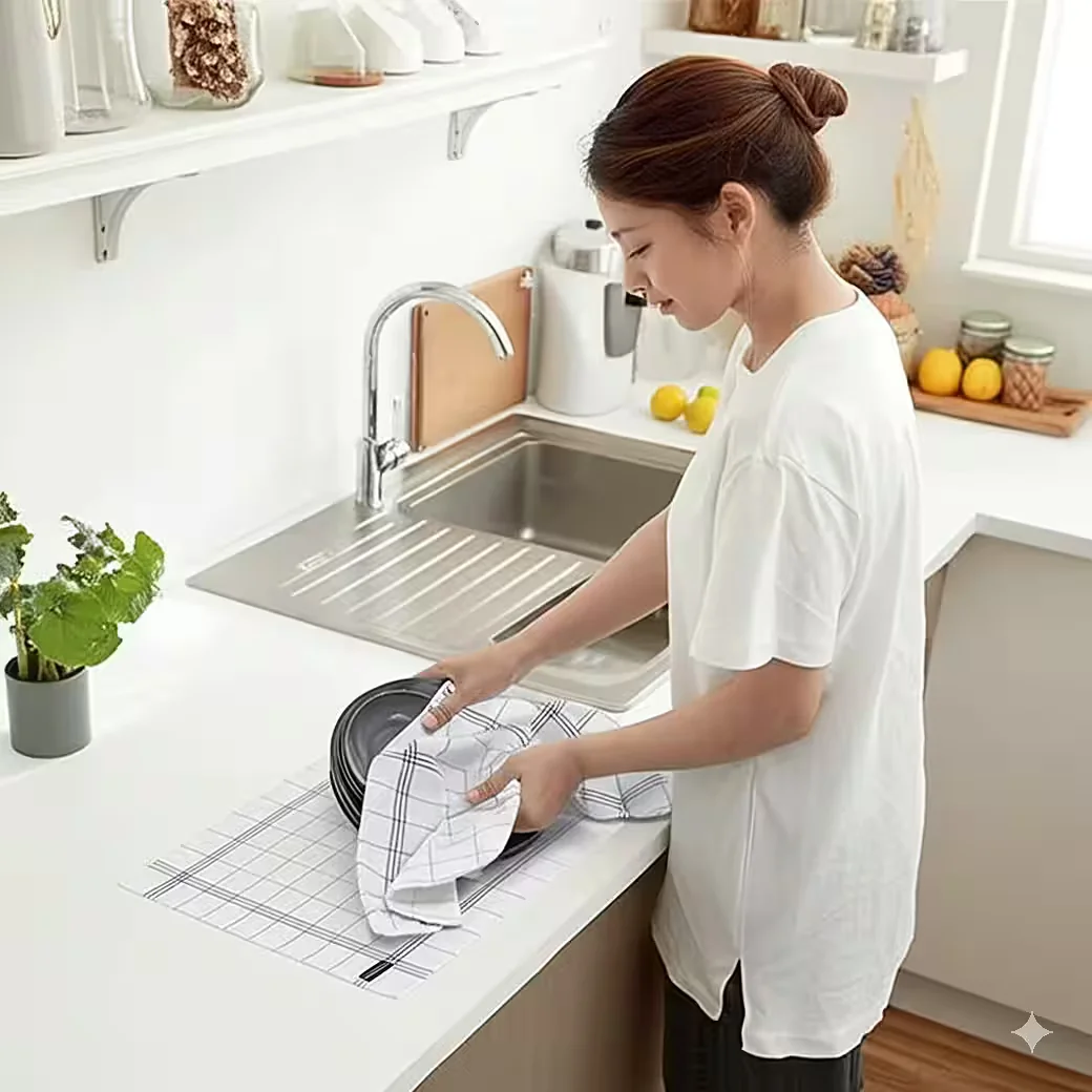 ALARA HOME Geschirrtücher 10er Set 50x70 cm 100% Baumwolle schwarz