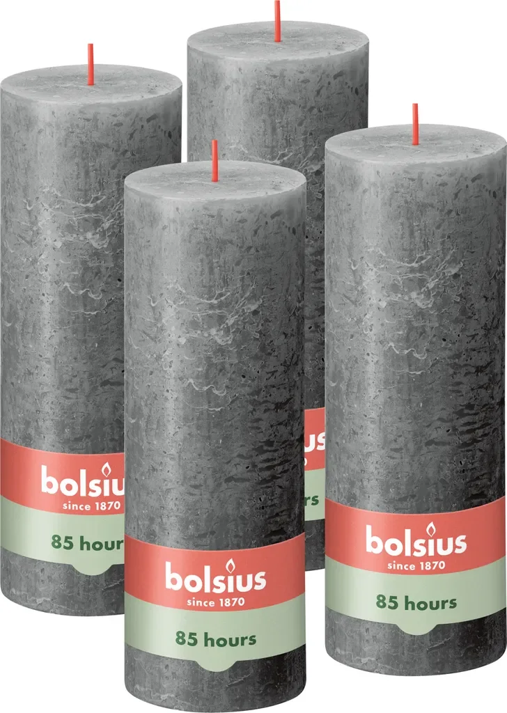 Bolsius Kerzen Set 4 Stück 19 cm Anthrazit