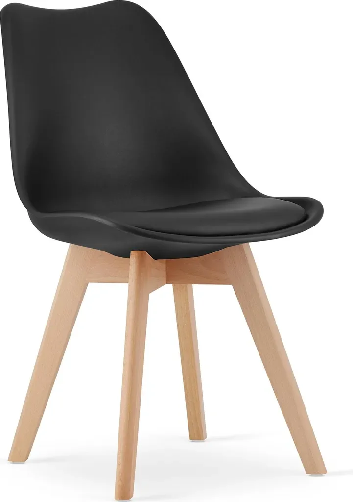 Extreme Furniture DOZZA Stuhl schwarz gepolstert mit Holzbeinen