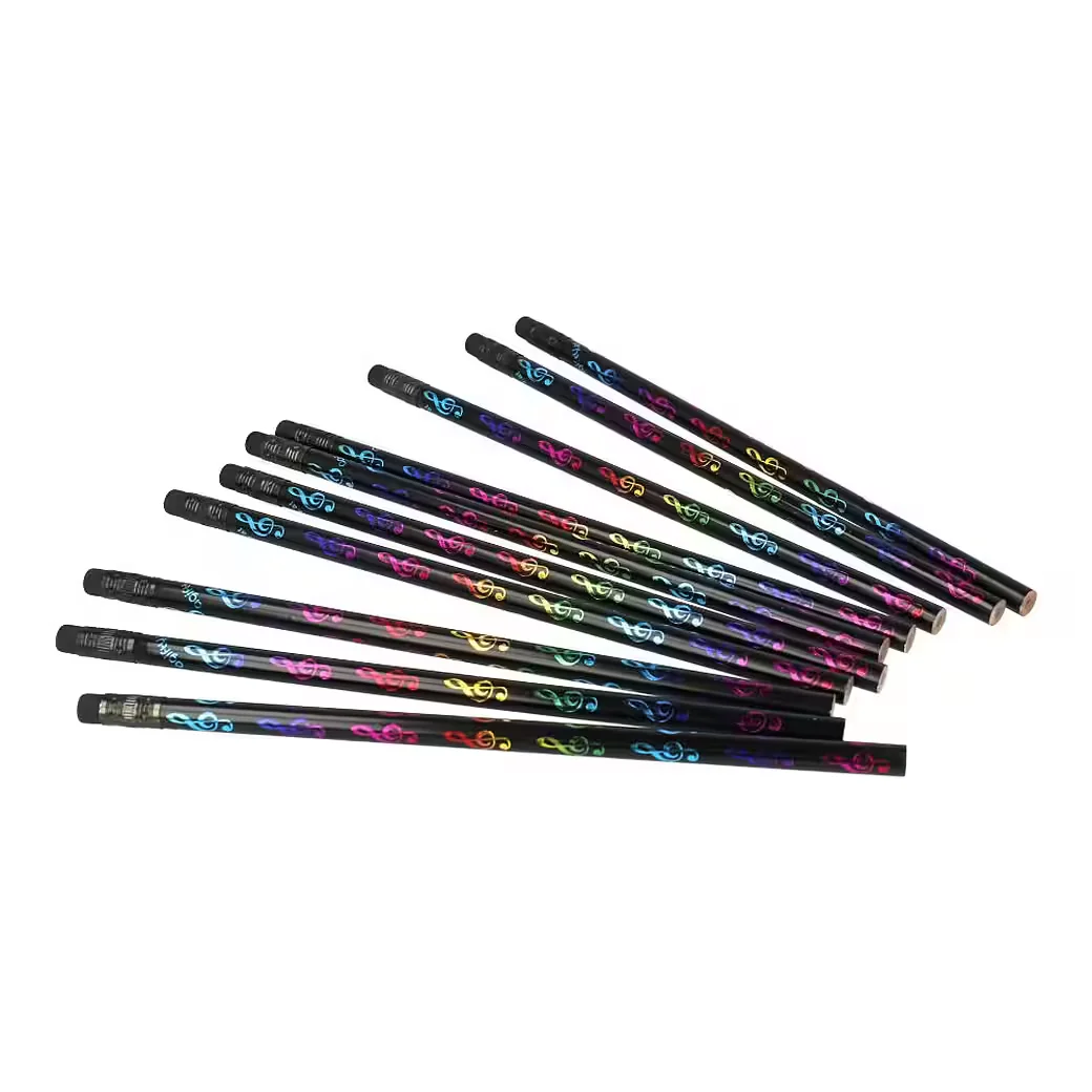 MUGESH Bleistift Violinschlüssel schwarz glänzend 10er-Set