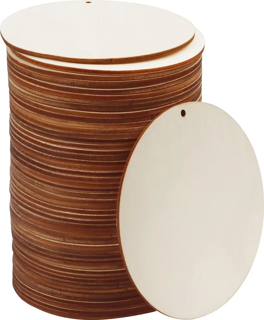 Kurtzy 50 Holzscheiben rund 10 cm mit Loch, 2,5 mm dick für Basteln
