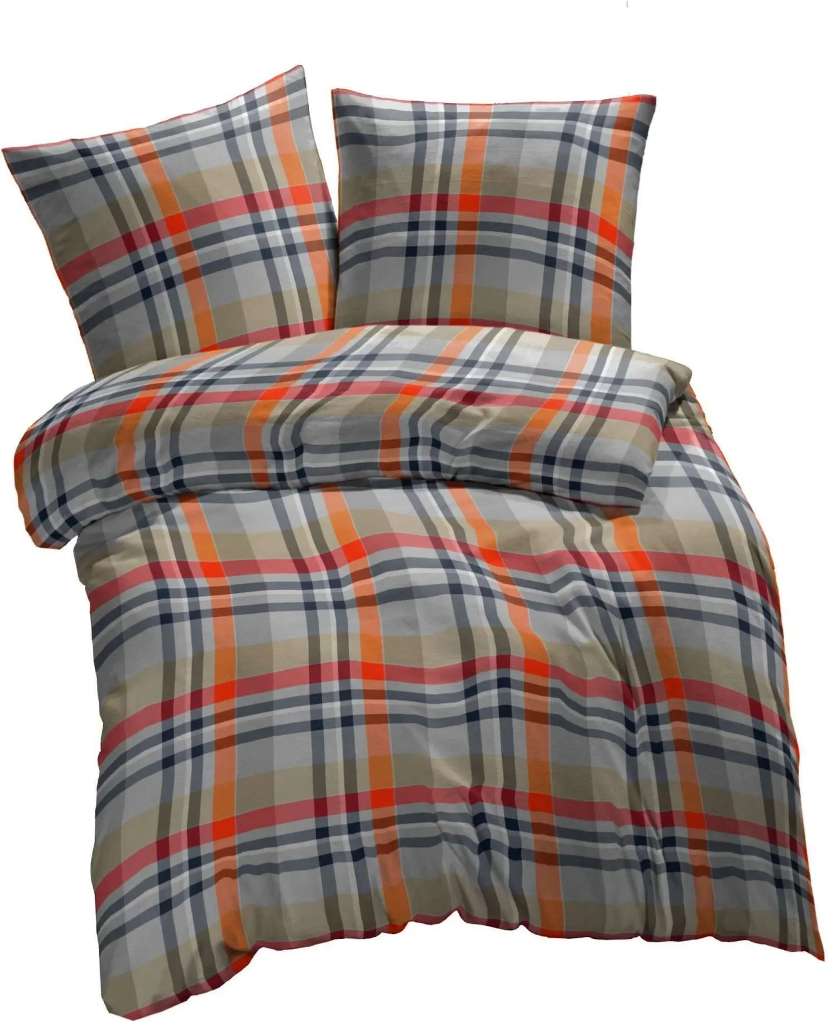 Flanell-Kopfkissenbezug 40×80 cm – Urban Flausch, kariert Orange