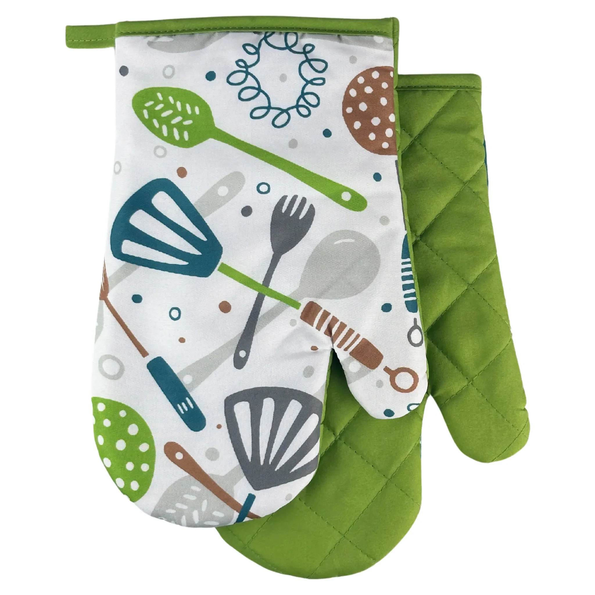 Küchenhandschuhe mit Magnet – 2er-Set, grün & hitzebeständig