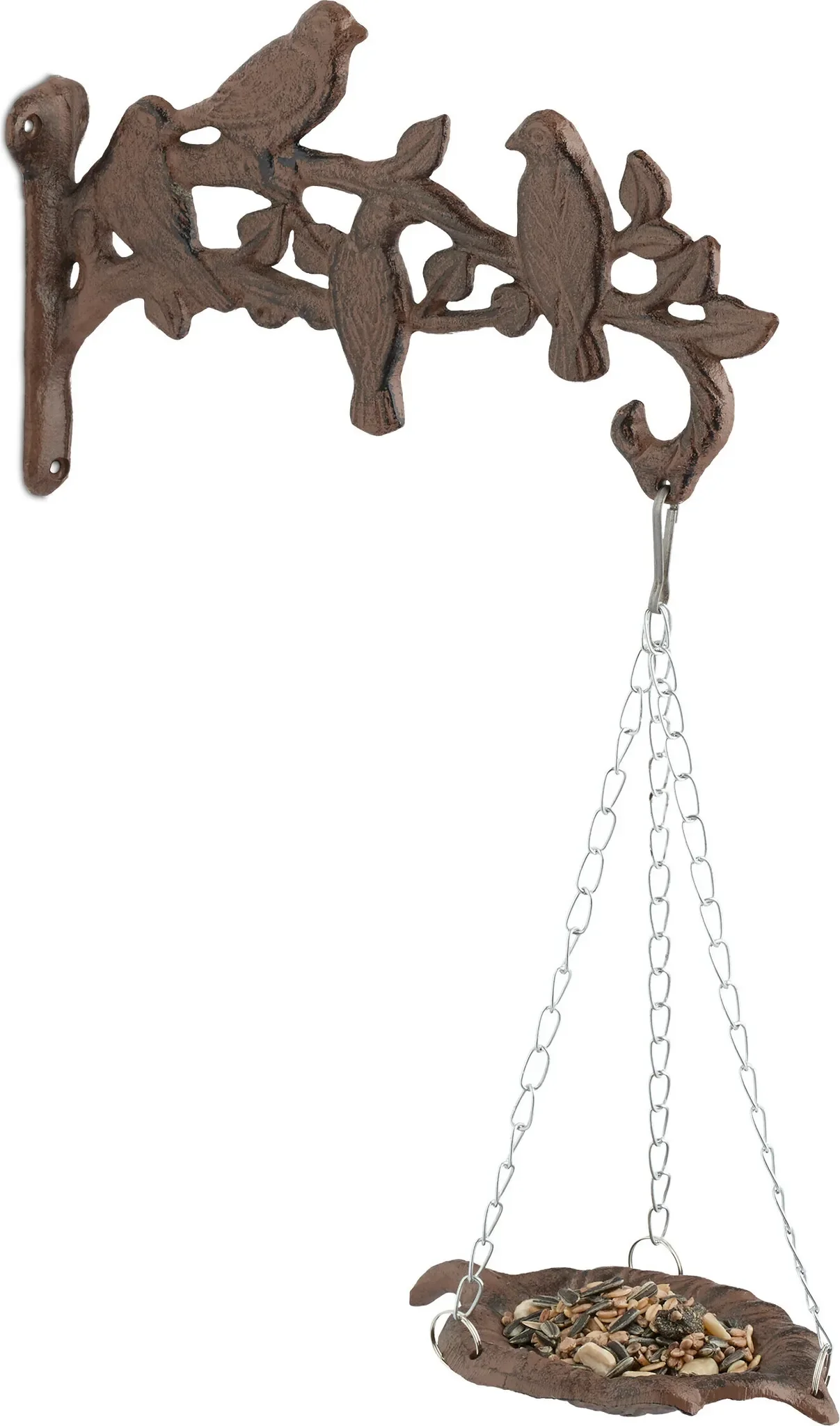 relaxdays Vogeltränke Gusseisen – Wandmontage, Braun