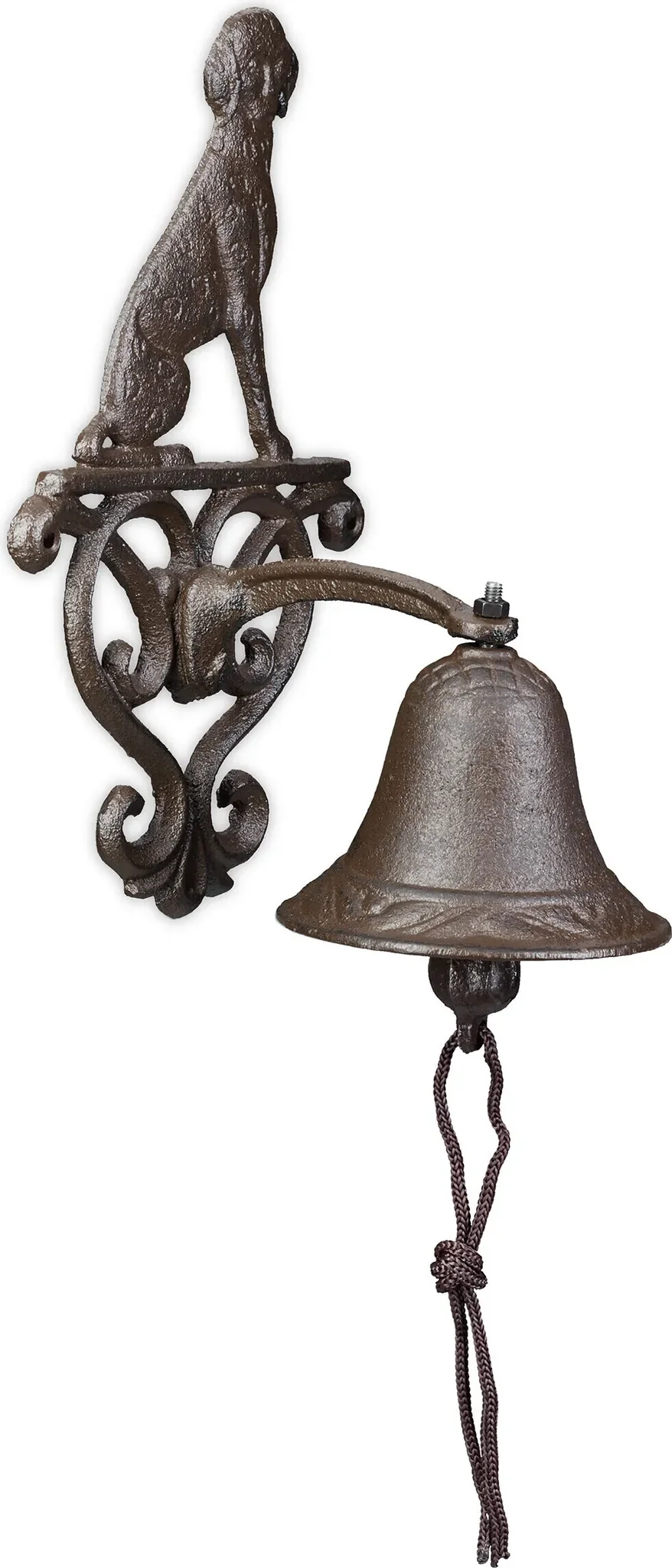 relaxdays Türglocke aus Gusseisen – Hund, Braun