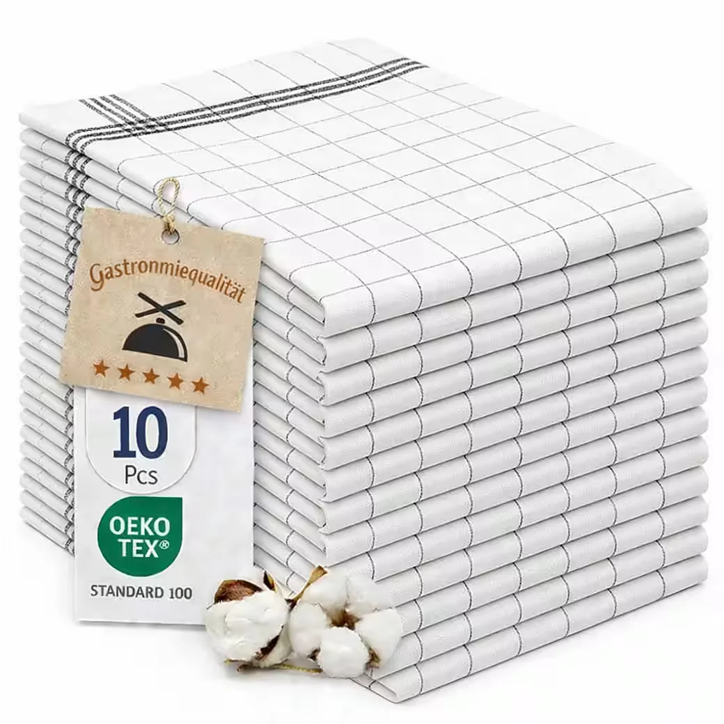 ALARA HOME Geschirrtücher 10er Set 50x70 cm 100% Baumwolle schwarz