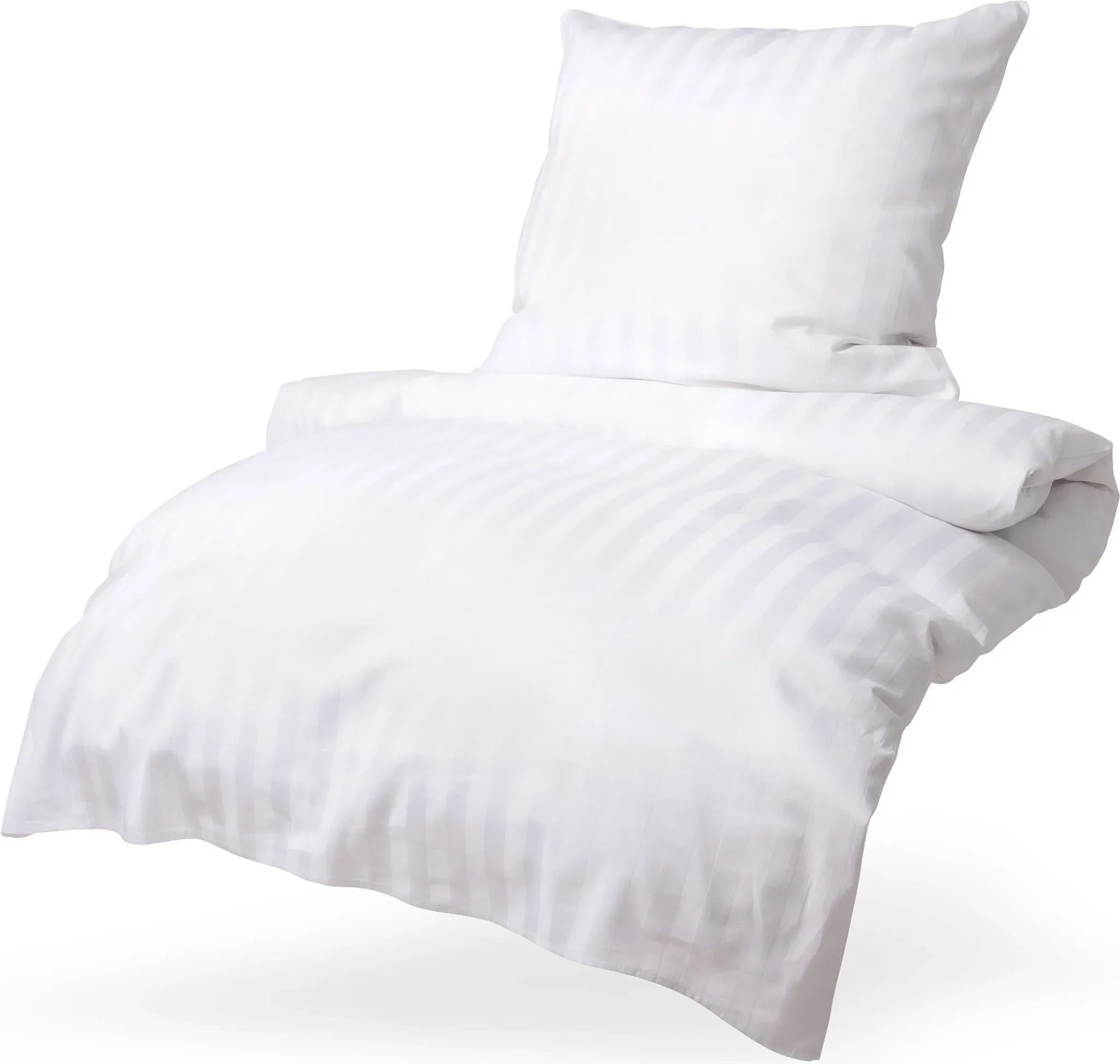 Hotel-Kissenbezug 40×40 cm – Damast Satin Streifen, Weiß