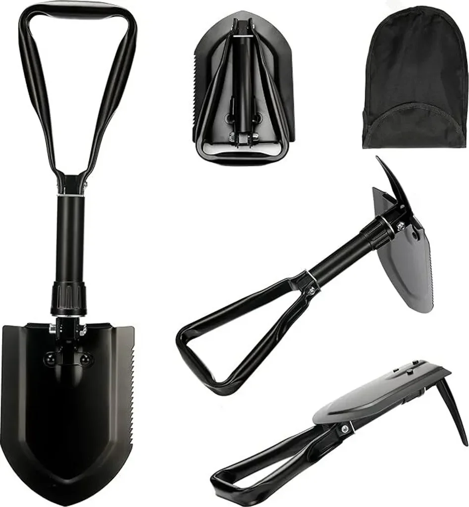 Zimtky Klappspaten 58 cm Kohlenstoffstahl mit Tragetasche Camping